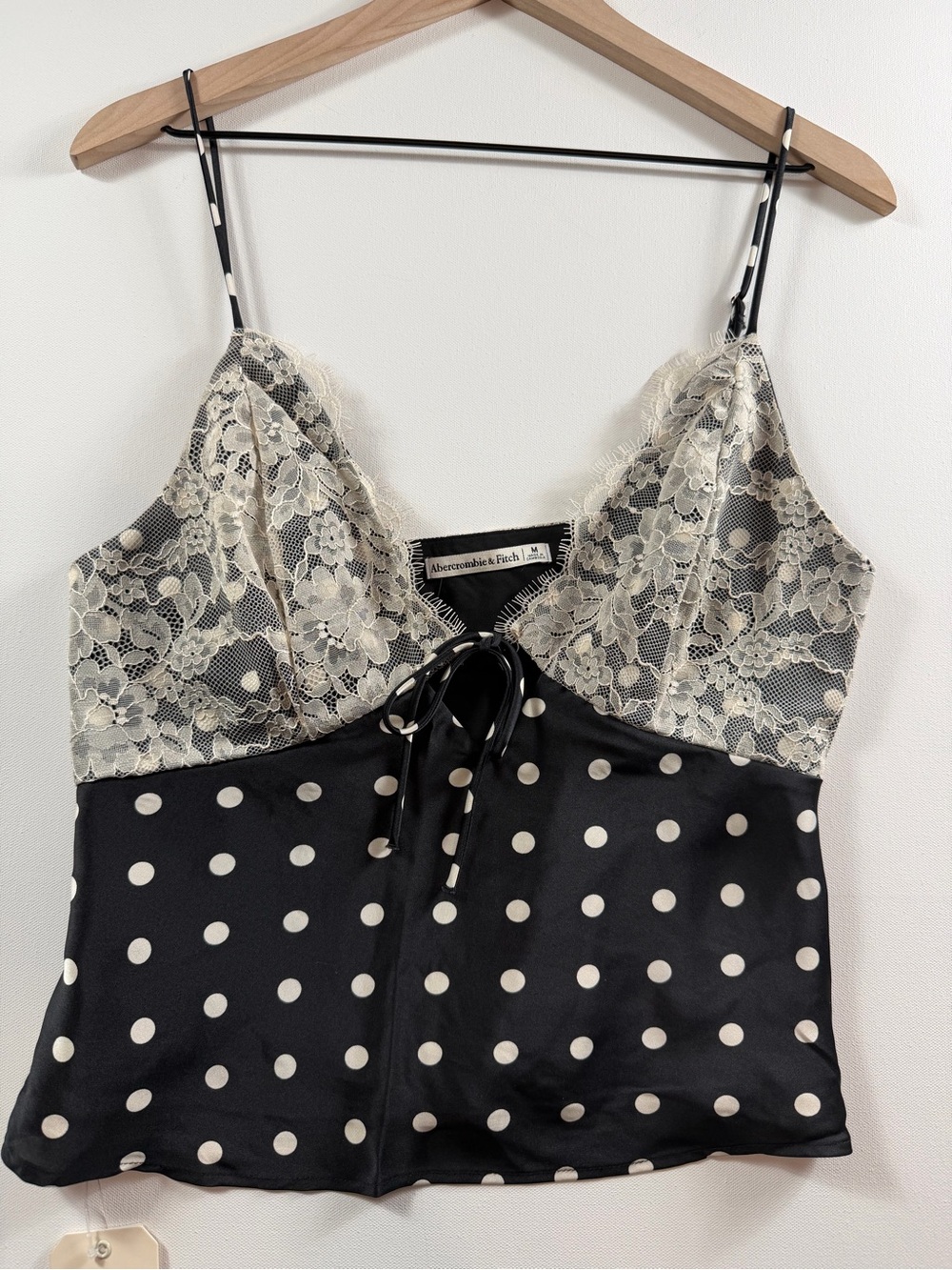 Abercrombie & Fitch NWT Lace Polka Dot Satin Camisole Top M Coquette Balletcore